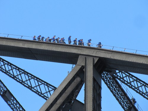 People doing the "Bridge climb" in Sydney